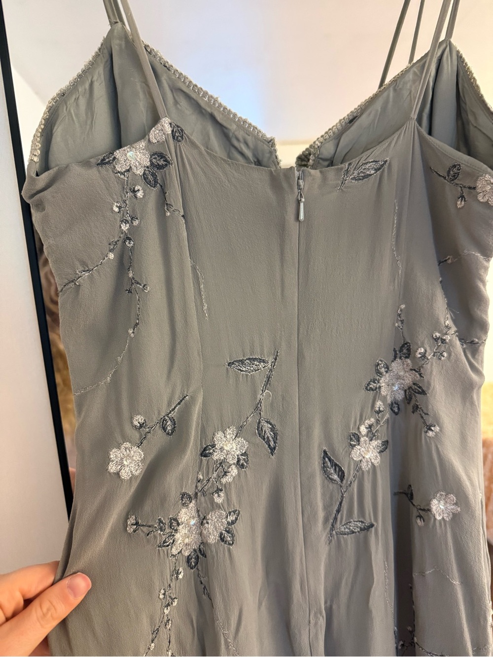 Vintage Sue Wong Beaded Floral Maxi Silk Dress - Picture 5 of 7